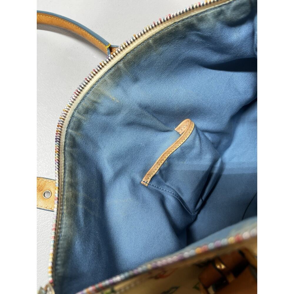 Vintage Dooney & Bourke Multicolor Signature Satchel Rainbow Monogram Print Y2K - Picture 4 of 16